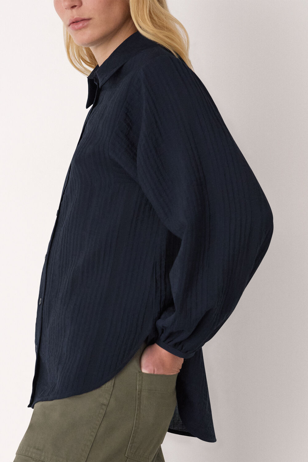 Textured Relaxed Viscose Shirt