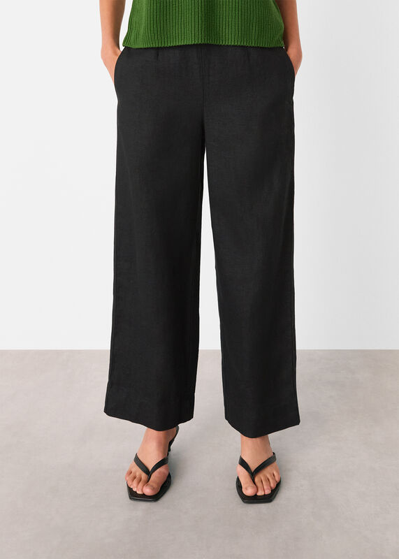 Black Linen Ankle Length Trouser