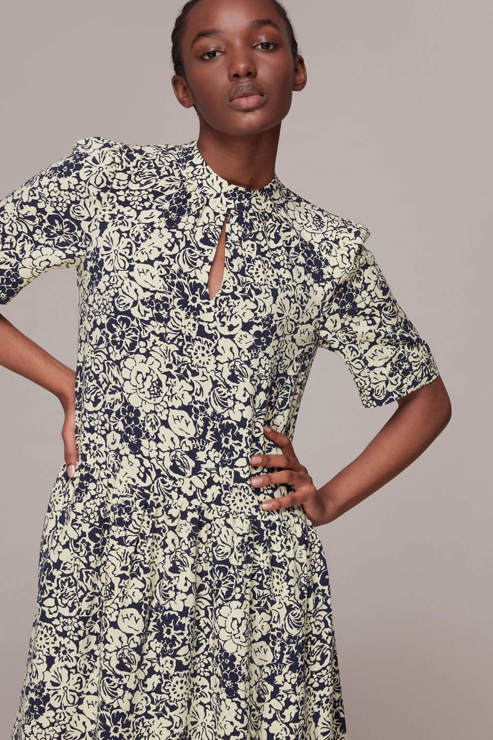 Graphic Floral Trapeze Dress