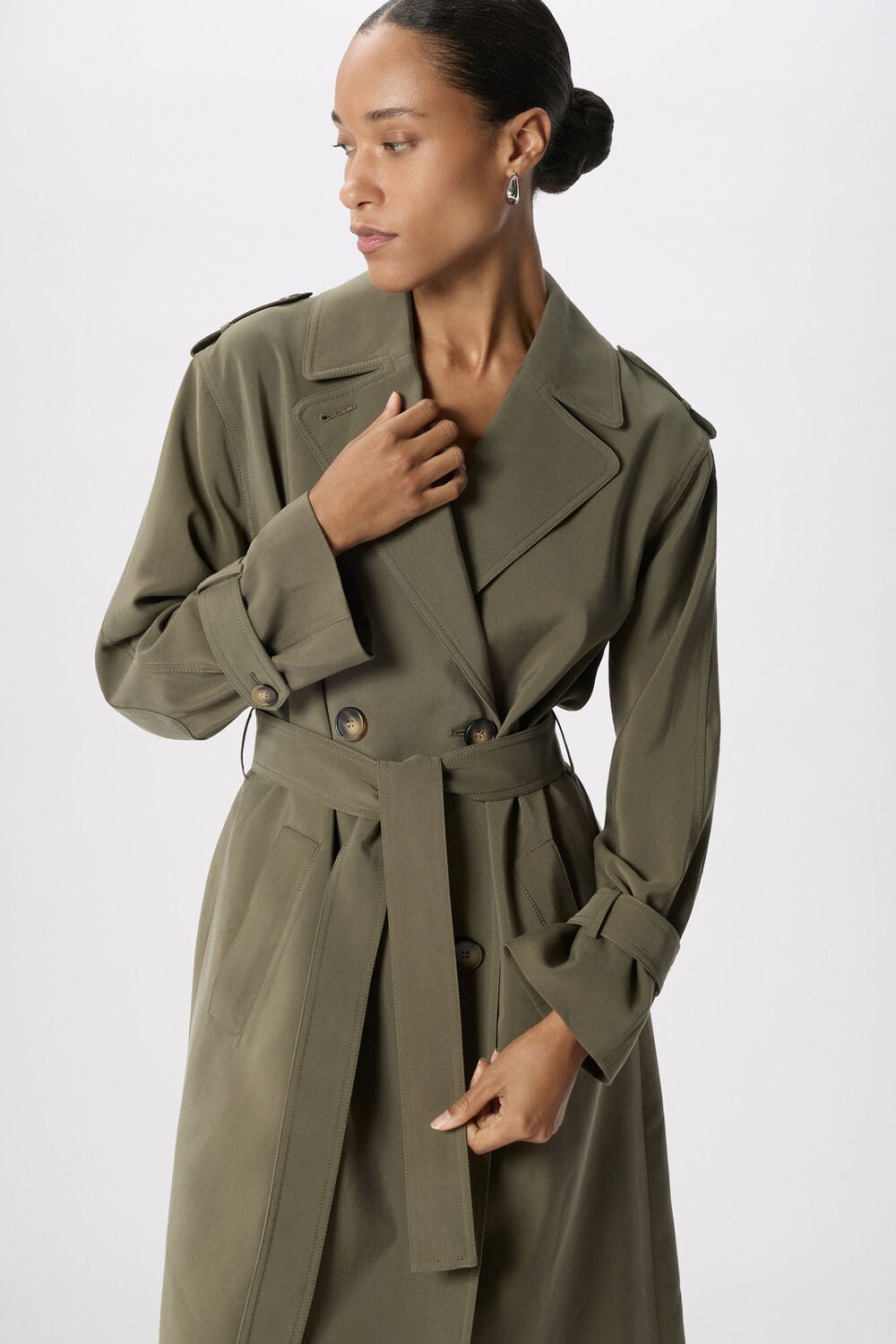 Khaki Petite Riley Trench Coat