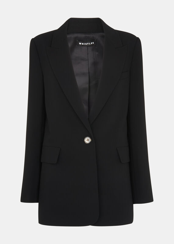 Black Crepe Boyfriend Blazer