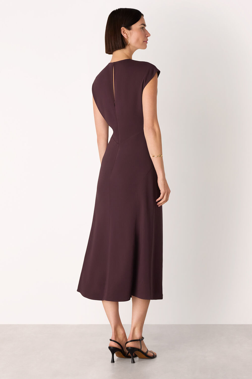 Burgundy Gathered Midi Dress