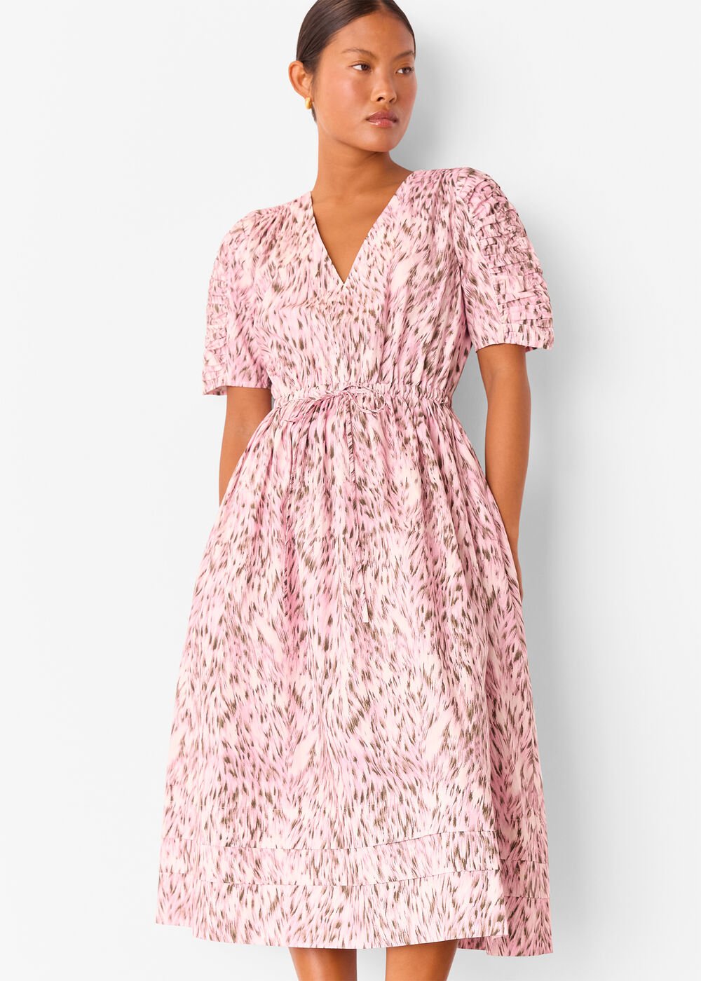 Petite Leopard Cotton Midi Dress