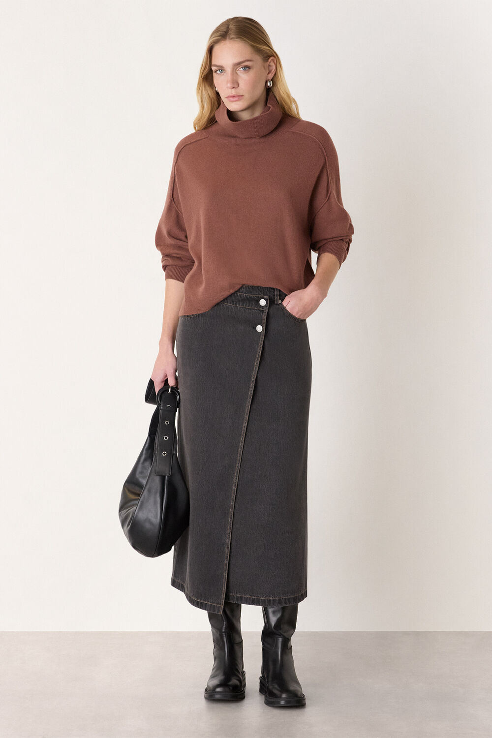 Wool Cowl Neck Knit Jumper