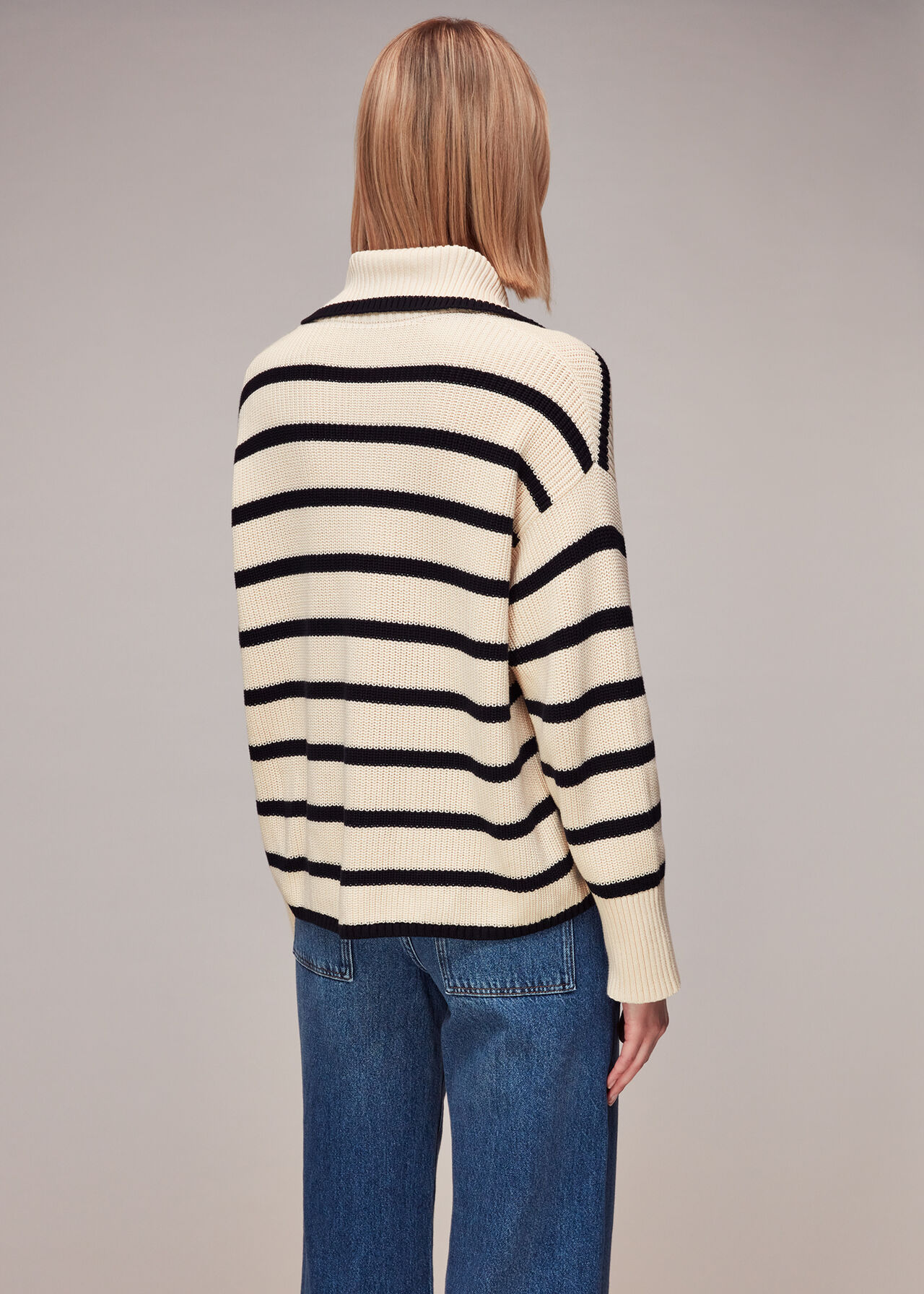 Rib Stripe Collar Sweater