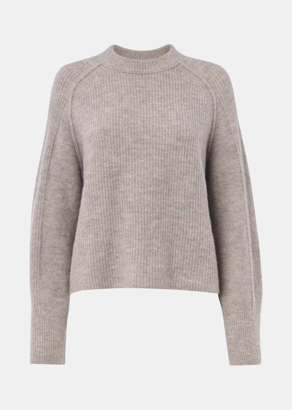 Neutral Aria Wool Mix Crew Knit