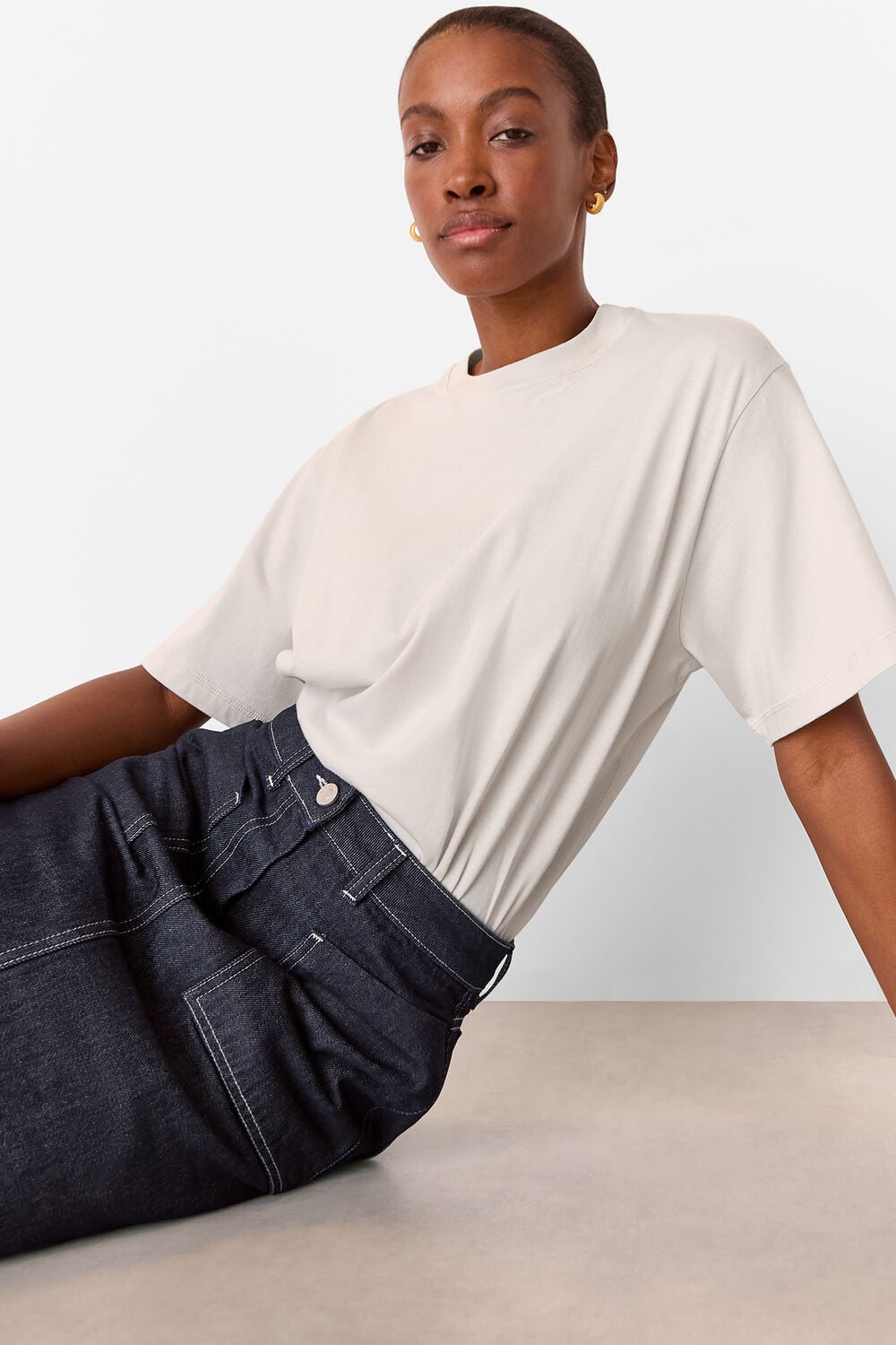 Contrast Stitch Midi Skirt