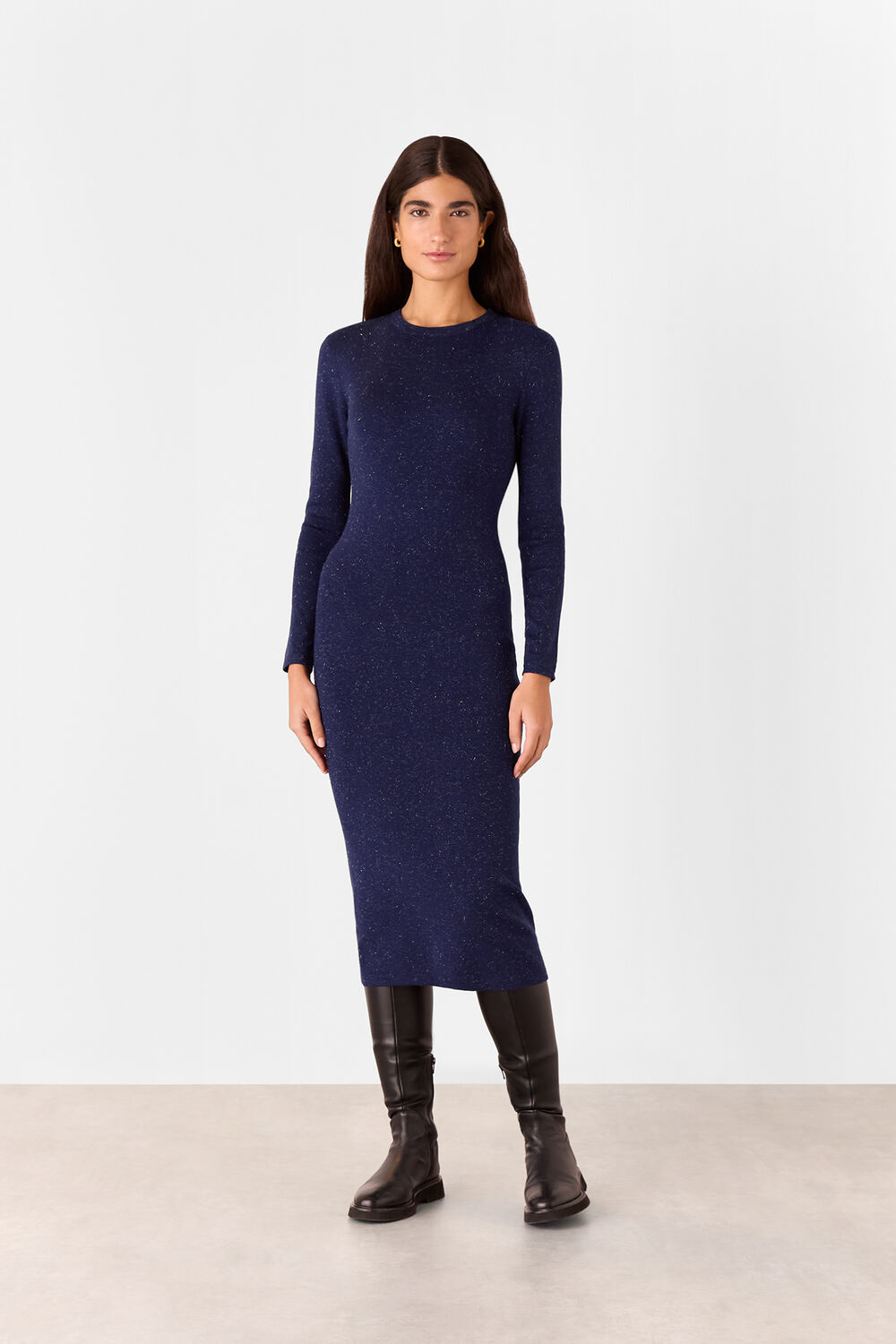 Navy Annie Sparkle Knit Sweater Dress