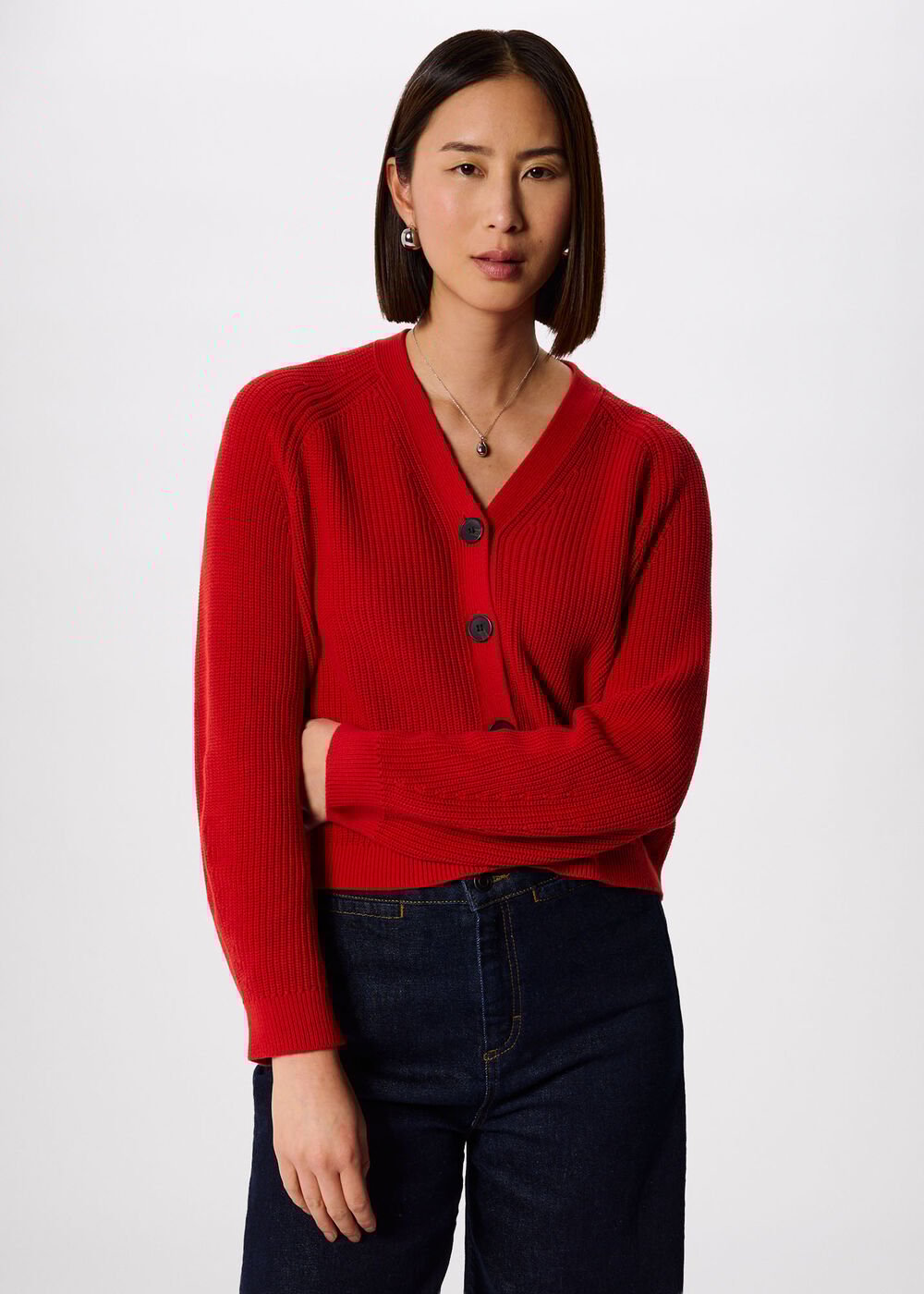 V Neck Cotton Cardigan