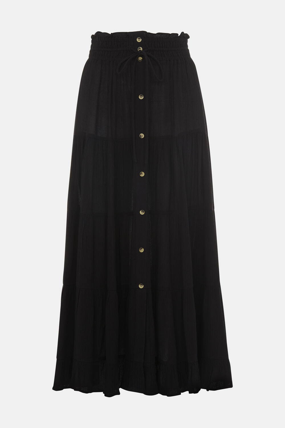 Button Front Crinkle Skirt