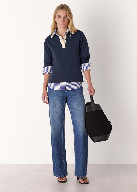 Navy Contrast Collar Polo Shirt