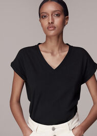 Willa V Neck Cap Sleeve Tee