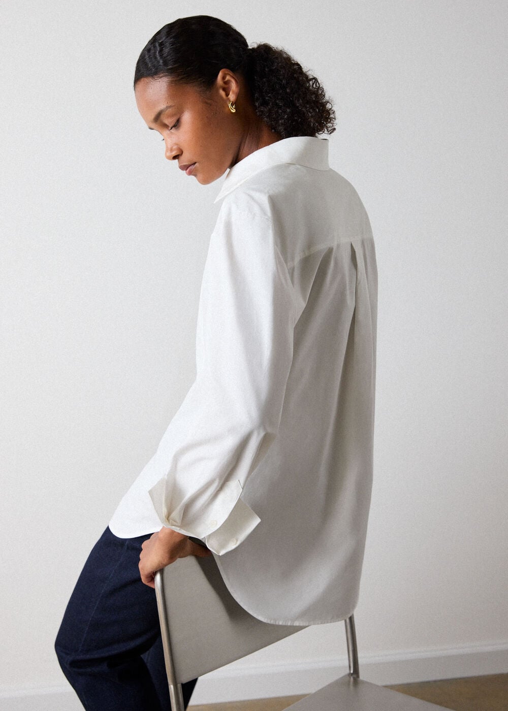 Bib Detail Cotton Poplin Shirt