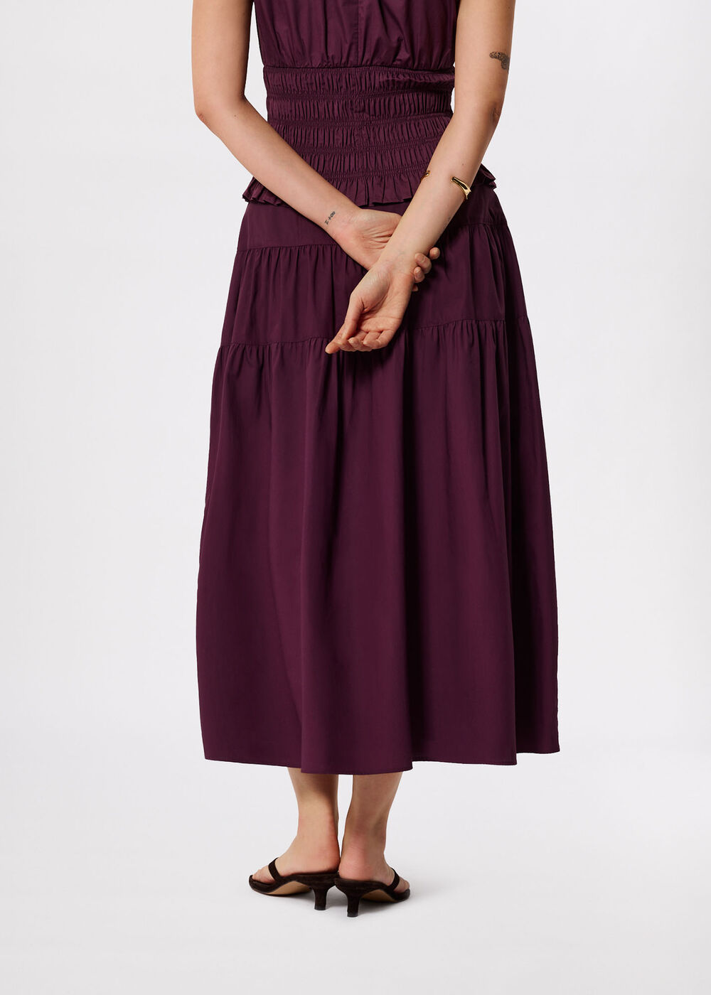 Tier Hem Cotton Skirt