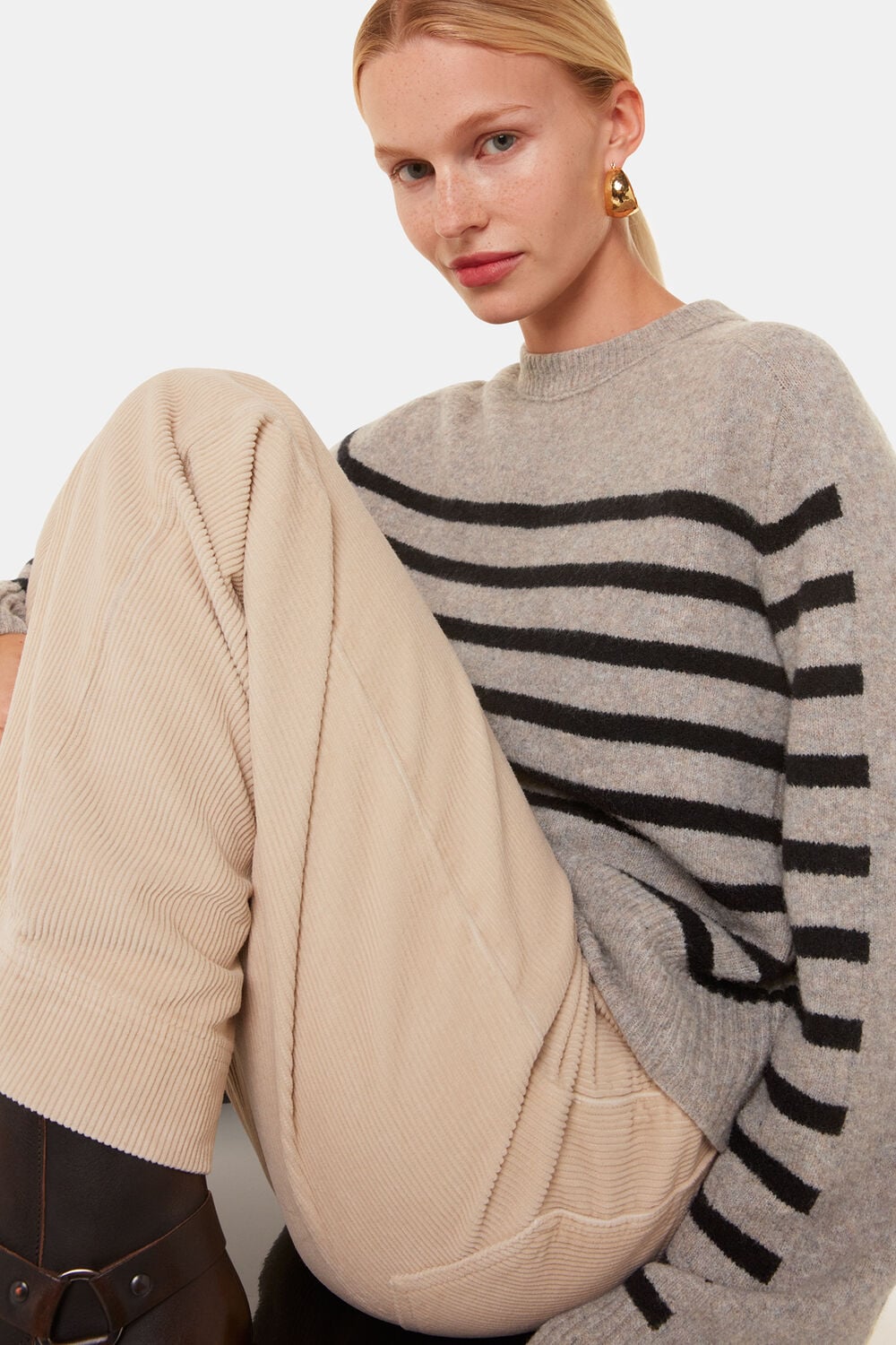 Wool Mix Stripe Contrast Knit
