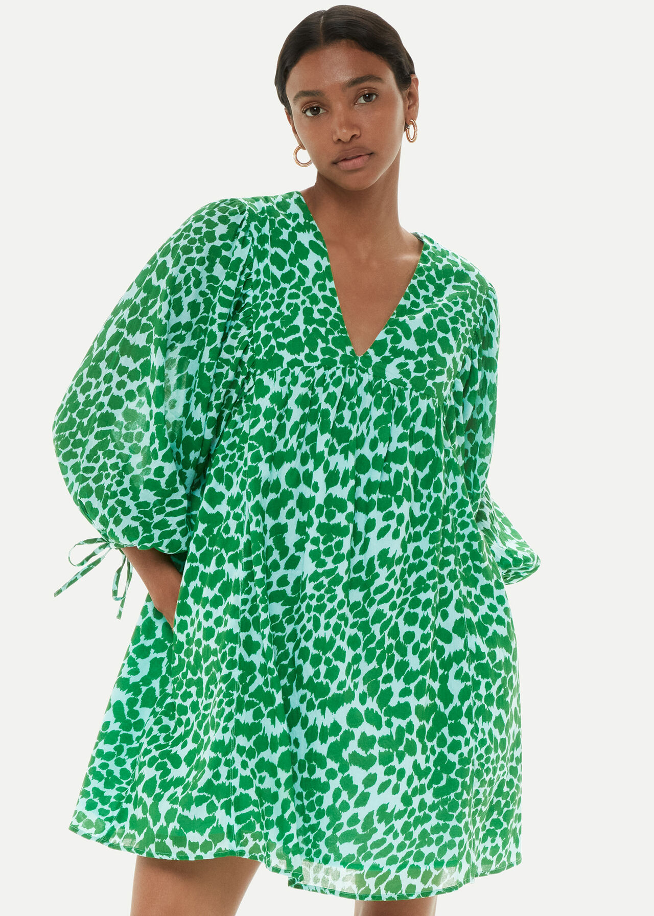 Green/Multi Smooth Leopard Trapeze Dress | WHISTLES