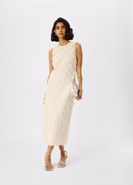 Diagonal Fringe Textured Dress