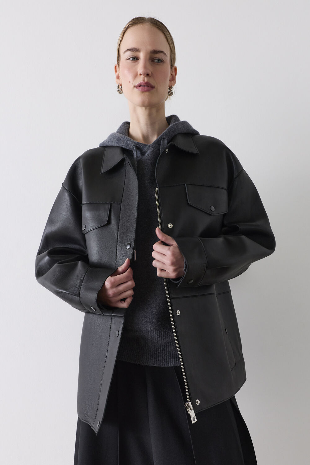 Black Clean Bonded Leather Jacket