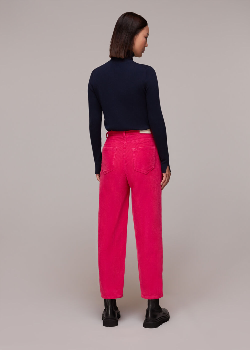 Cord High Waist Barrel Jean