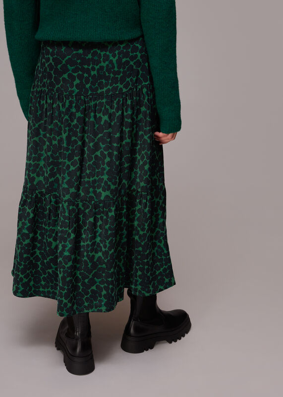 Green Smudge Animal Tiered Skirt