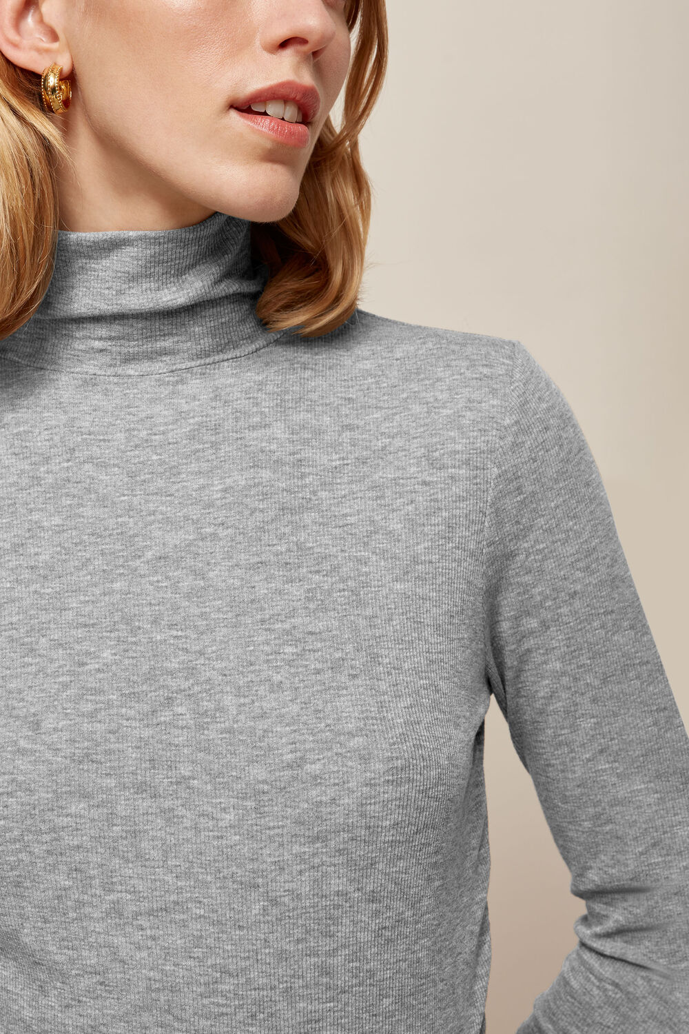 Essential Polo Neck Pale Grey