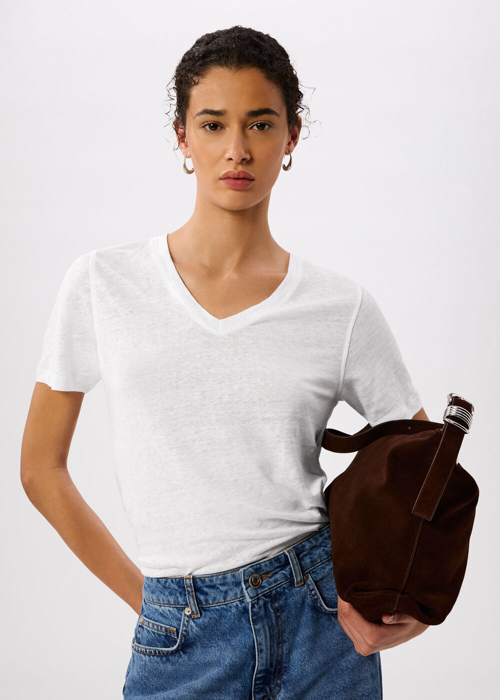 Linen V Neck T-Shirt