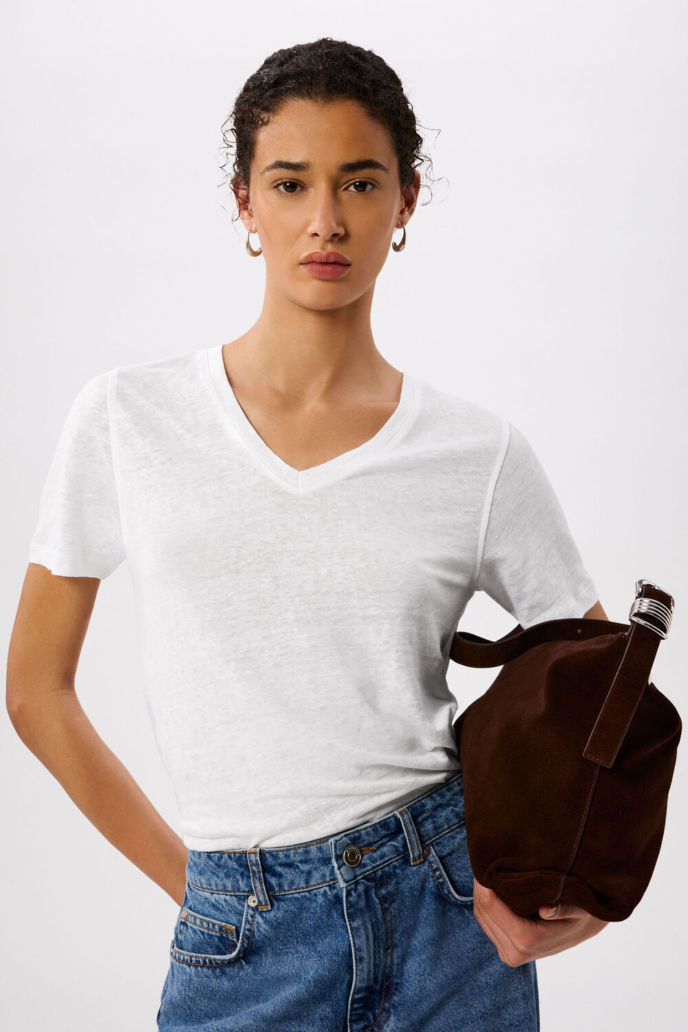 Linen V Neck T-Shirt