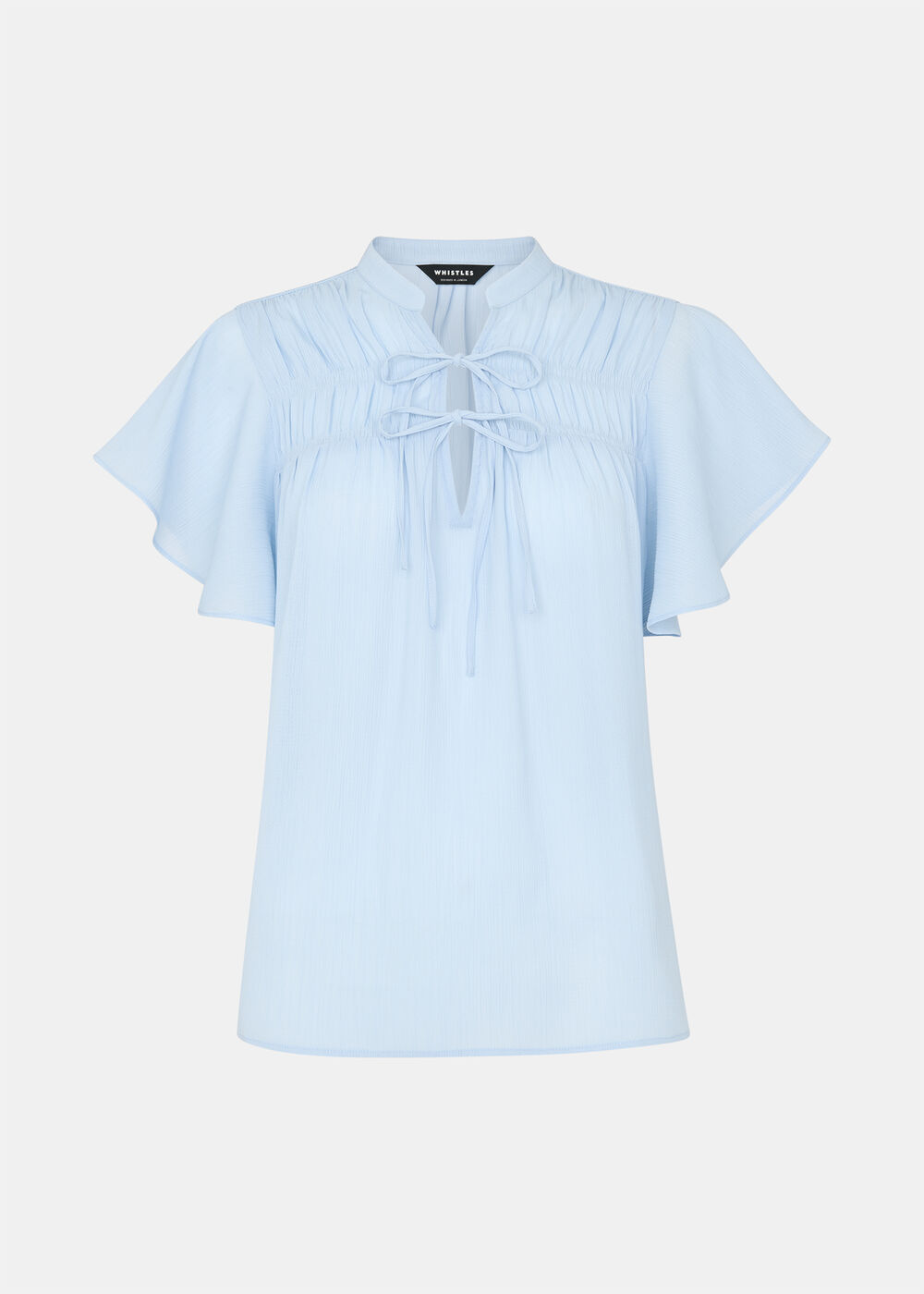 Frill Sleeve Tie Front Blouse