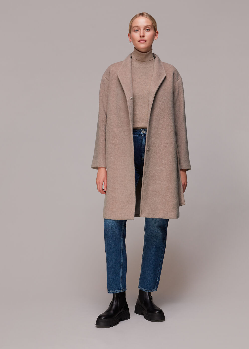 Clara Funnel Neck Wool Coat