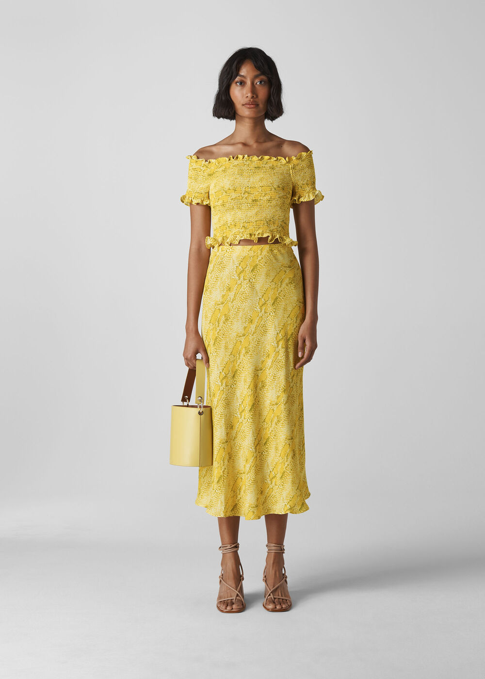 bias cut skirts and dresses Yellow/Multi Python Print Bias Cut Skirt | WHISTLES