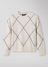 Wool Contrast Diamond Knit