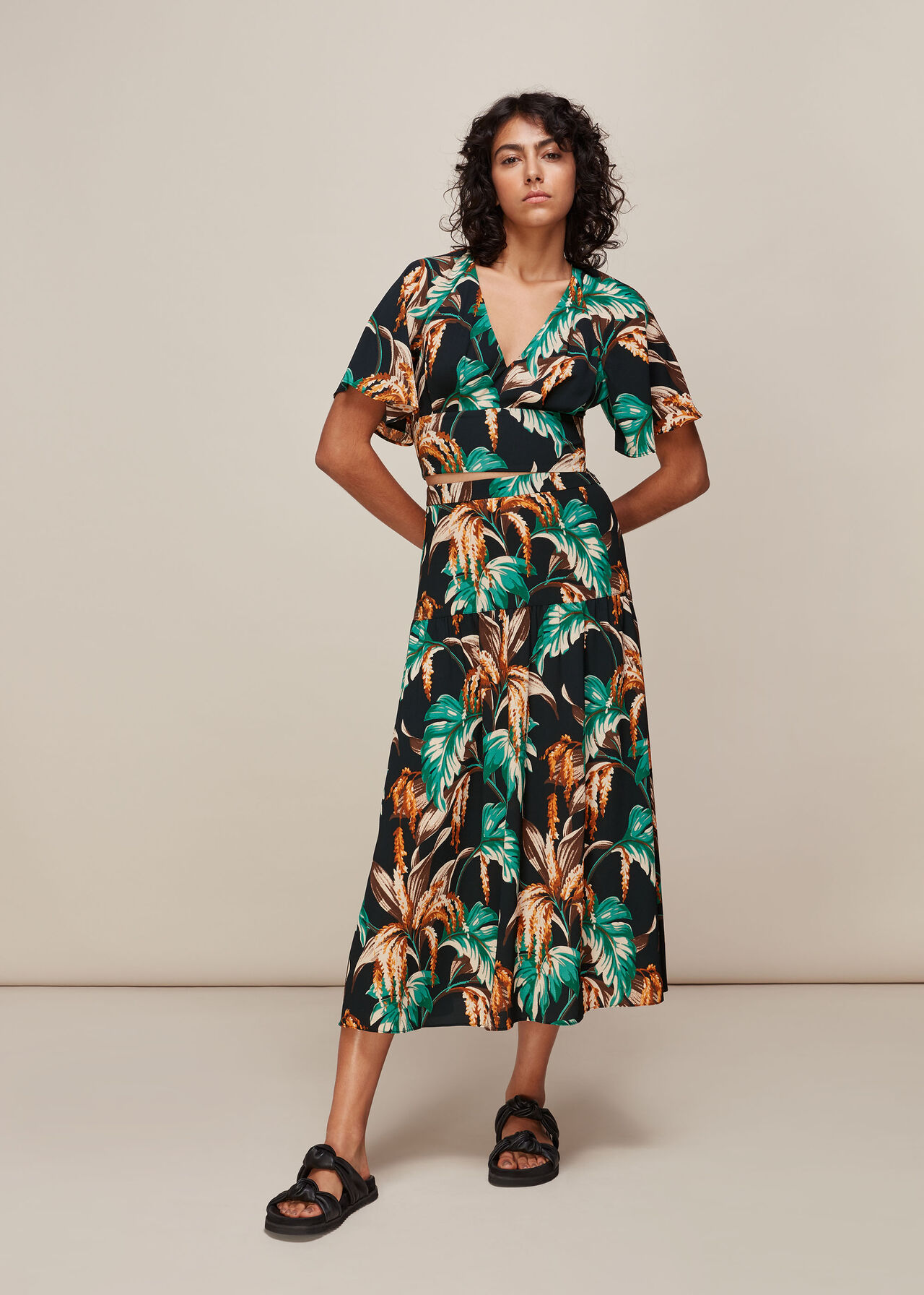 Tropical Floral Samira Skirt Green/Multi