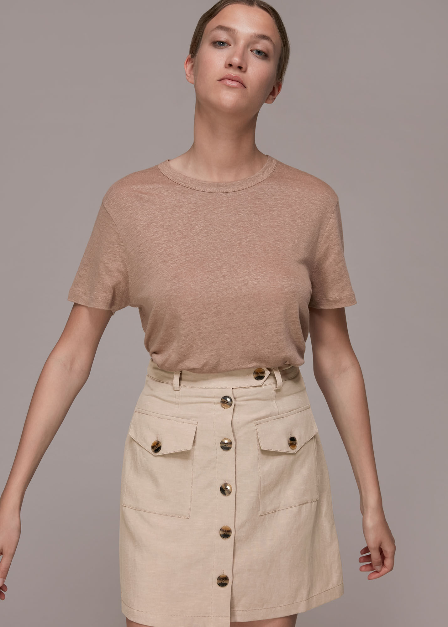beige skirt with pockets