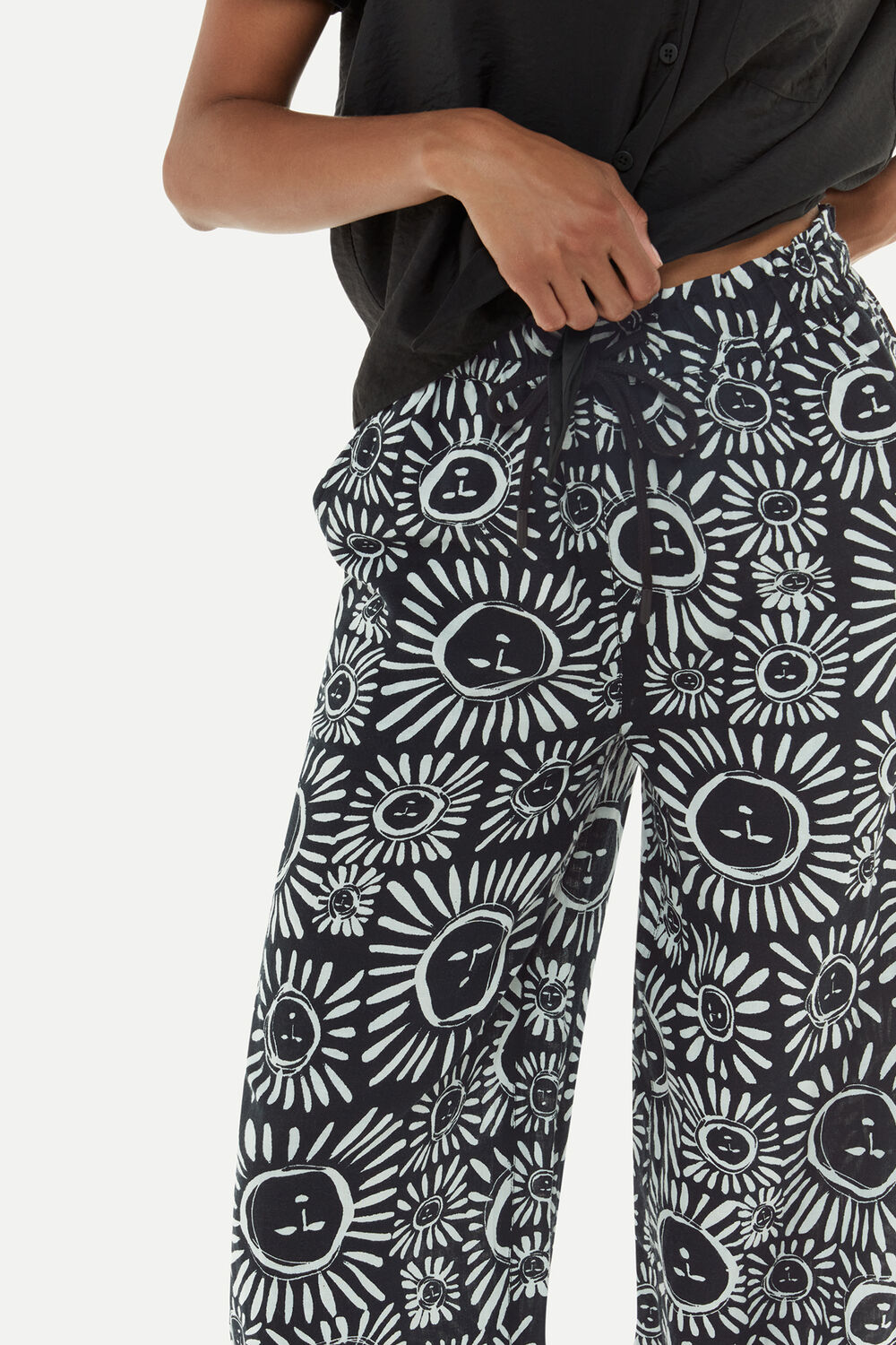 Black and White Sunman Print Trouser