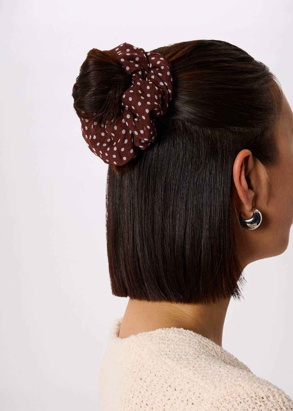 Brown Polka Dot Scrunchie