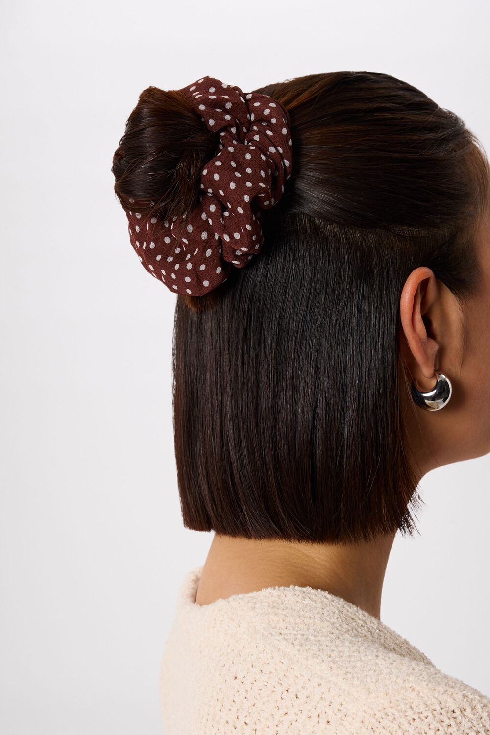 Brown Polka Dot Scrunchie