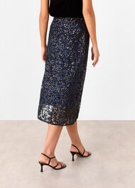Floral Sequin Midi Skirt