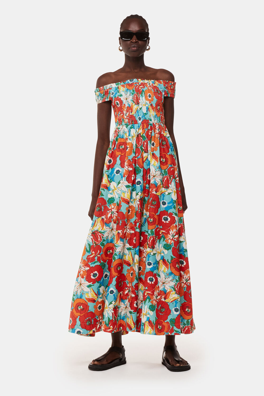 Multicolour Blossom Tulips Bardot Dress