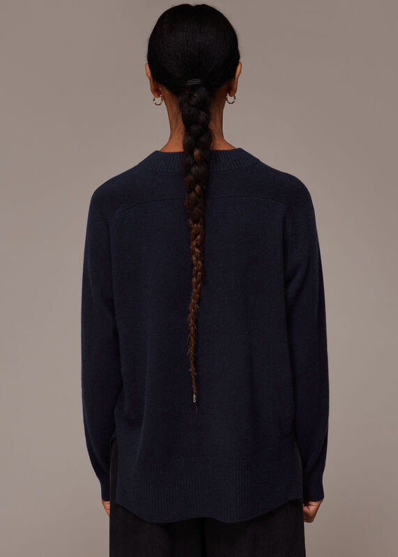 Navy Cashmere Crew Neck Sweater