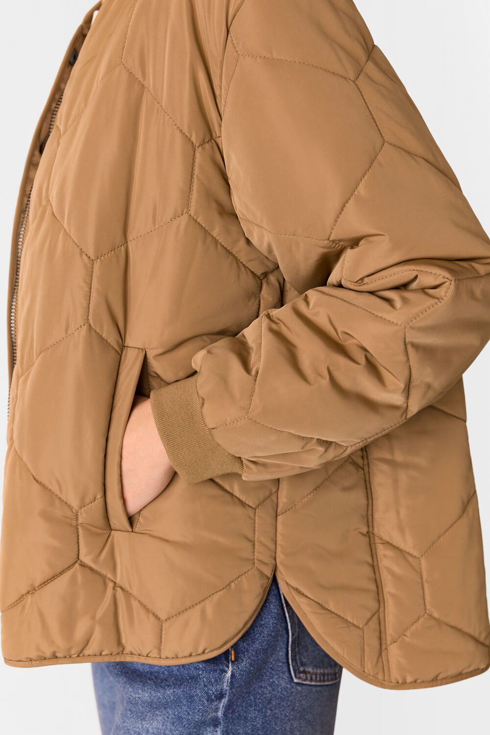 Camel Ida Short Quilted Coat