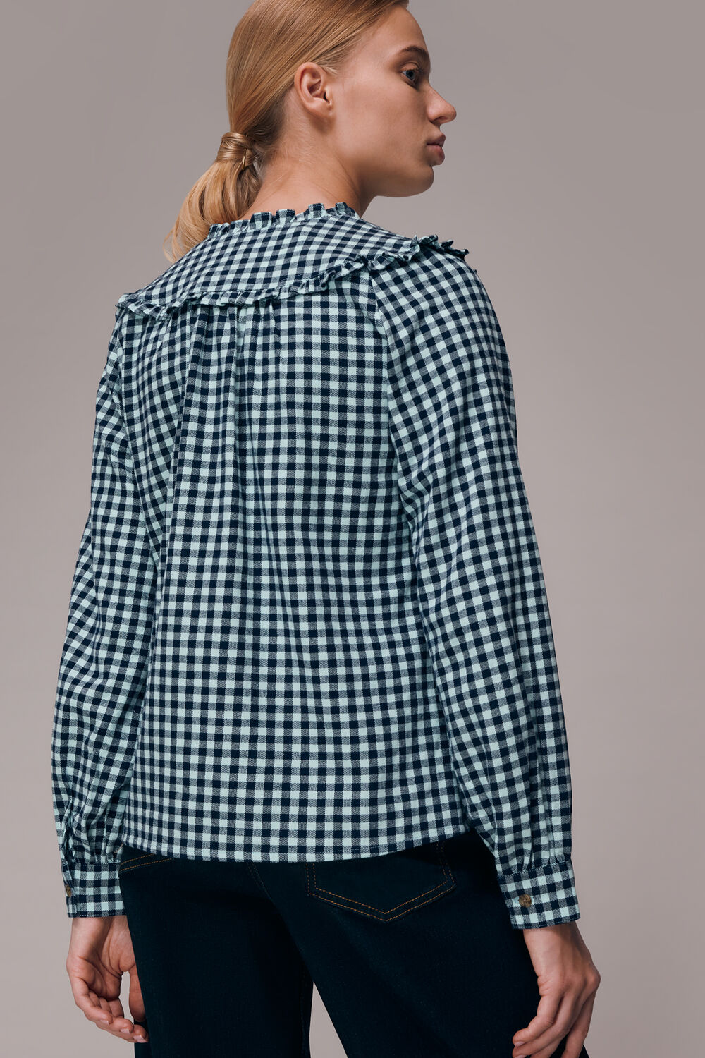 Gingham Frill Detail Top