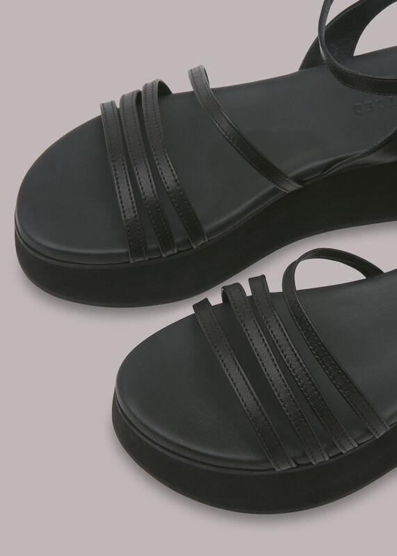 Black Cale Strappy Flatform Sandal