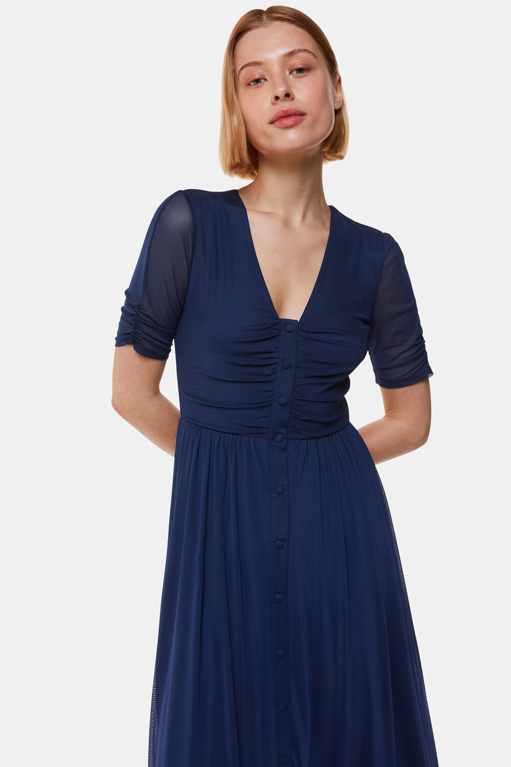 Anneliese Button Mesh Dress