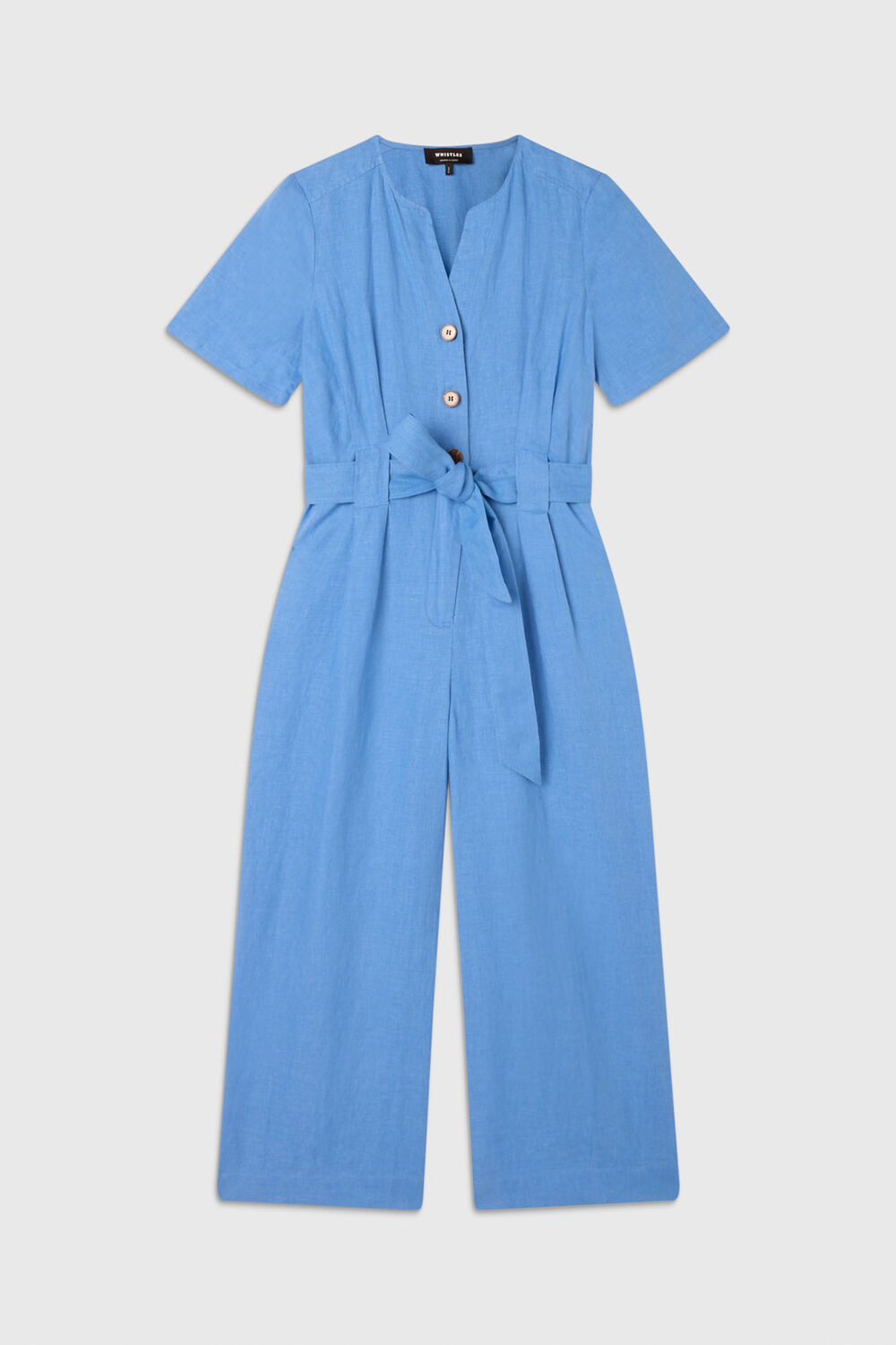 Blue Fiona Linen Button Jumpsuit