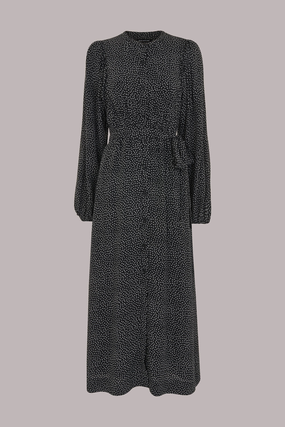 Black Scattered Y Print Midi Dress