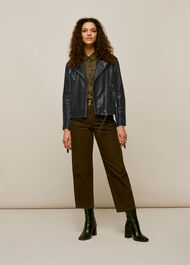 Tessa Tumbled Leather Biker Black