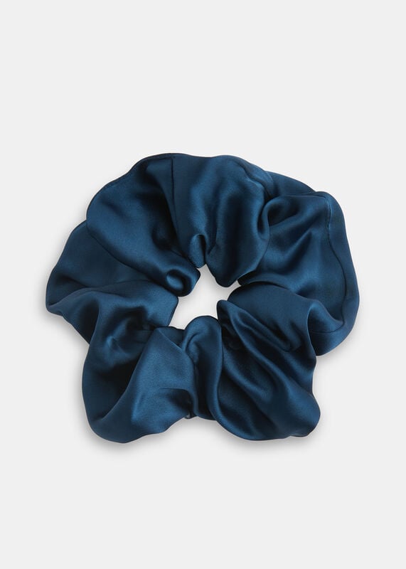 Blue Satin Scrunchie