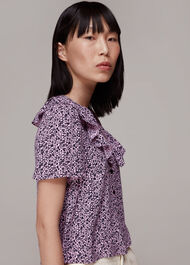 Flower Stamp Frill Blouse