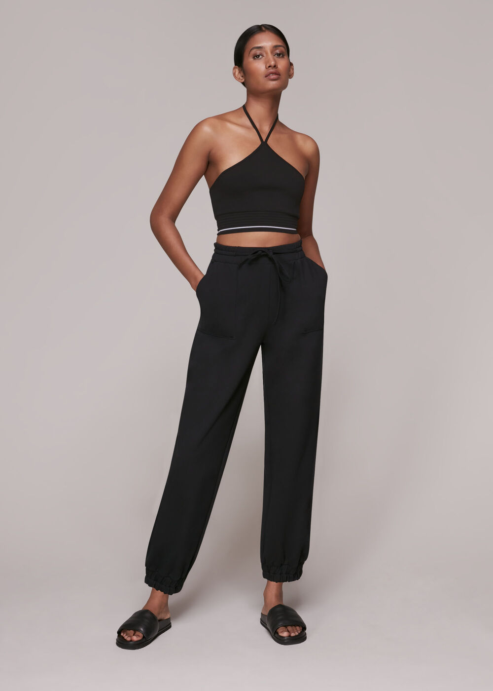 Black Rib Halter Neck