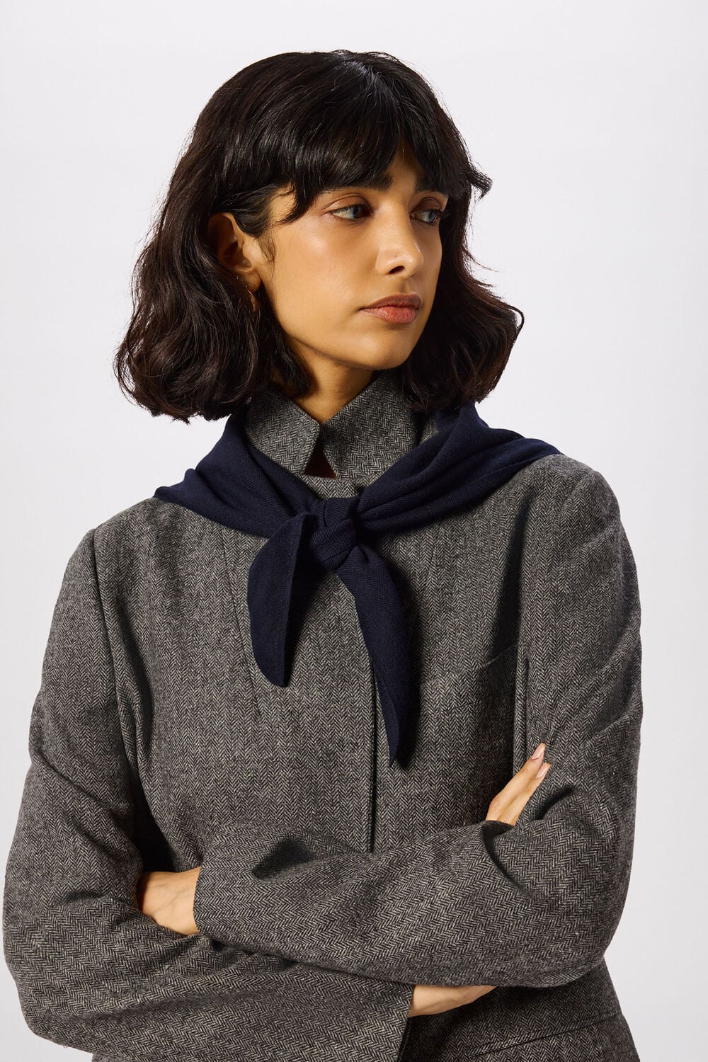 Navy Triangular Knitted Scarf